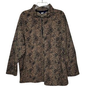 Lands’ End Fleece Pullover Leopard Print Size 2X
